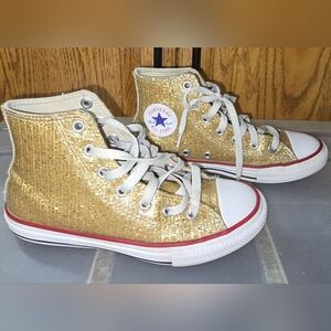 Converse Kids Glittery Gold Sneakers